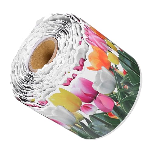 CLISPEED Dekorativer Tulpen bordüren sticker Abnehmbar Papierbordüre für Klassenzimmer Pinnwand Fenster Tafel Büro Wanddekoration Leicht Zuschneidbar Langlebig von CLISPEED