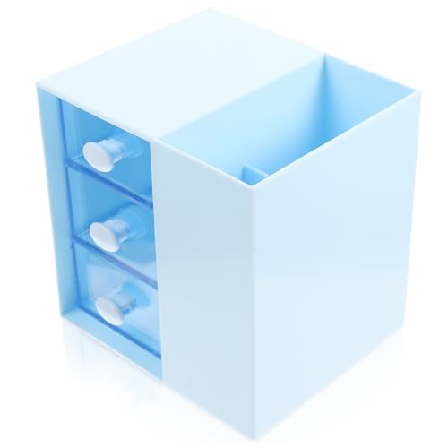 CLISPEED Desktop Makeup Organizer mit Multifunktionale Aufbewahrungsbox für Kosmetik Stiftehalter und Bürobedarf Platzsparend Blau für Büro Bad und Zuhause von CLISPEED