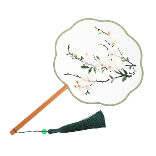 CLISPEED Doppelseitiger Chinesischer Bestickter Seidenfächer Traditioneller Retro Handfächer mit Achtblättrigem Design Leichter Faltbarer Tanzfächer für Fotoshootings und Alltagsgebrauch von CLISPEED