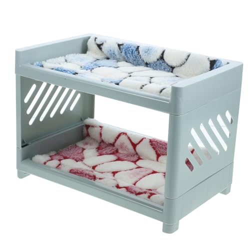 CLISPEED Doppelstöckiges Kleintierbett mit Kuscheldecke Verstellbar für Hamster Kaninchen Meerschweinchen und Igel Sicheres Versteck für Käfig und Freigehege Nordisches Zufällige Farbe von CLISPEED