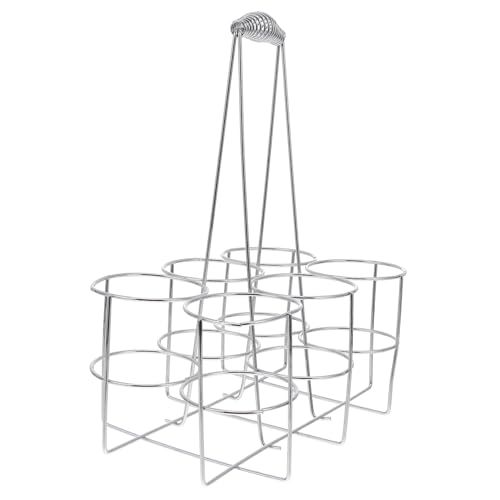 CLISPEED Edelstahl Bierflaschenträger Bierflaschenhalter Stabil mit Griff Silberfarbig für Alltag und Party Beer Storage Basket Organizer von CLISPEED