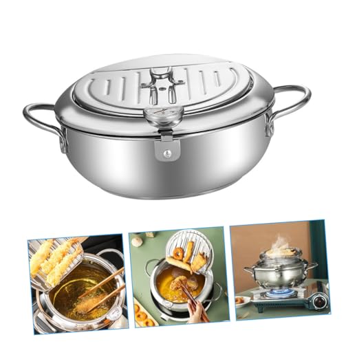 CLISPEED Edelstahl Fritteuse mit Ölablass Temperaturkontrollierter Japanischer Tempura Frittierkorb Langlebiger Gas Deep Fryer für Küche Spülmaschinenfeste Komponenten Gleichmäßige CLISPEED Edelstahl Fritteuse mit Ölablass Temperaturkontrollierter Japanischer Tempura Frittierkorb Langlebiger Gas Deep Fryer für Küche Spülmaschinenfeste Komponenten Gleichmäßige von CLISPEED