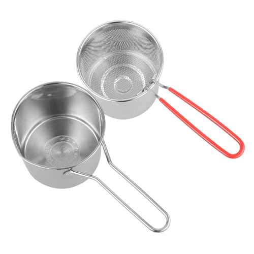CLISPEED Edelstahl Frittierpfanne mit Korb Rostfrei Profi Fritteuse Hitzebeständig Schneller Wärmetransfer Ergonomischer Griff für Vielseitiges Kochen und Servieren Küche von CLISPEED