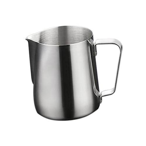 CLISPEED Edelstahl Milchschäumer Kanne Für Latte Cappuccino Milchausgießer Kaffeekännchen Induktionsgeeignet Silber Hochwertiger Milchkrug Für Perfekte Kaffeezubereitung von CLISPEED