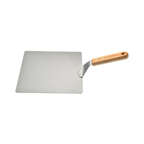 CLISPEED Edelstahl Pizzaschaufel mit Quadratischer Form und Ergonomischem Holzgriff Hitzebeständig Robust und Langlebig für Pizzaofen Restaurant und Heimküche von CLISPEED