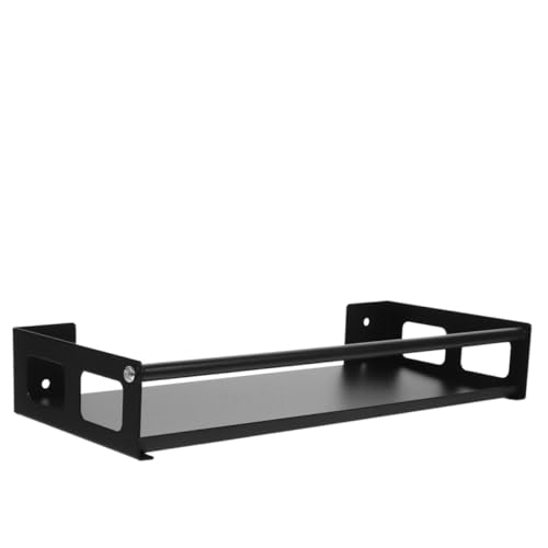 CLISPEED Edelstahl Wandmontiertes Gewürzregal Schwarz mit Abnehmbarem Tablett Küchen Organizer Platzsparend Robust Langlebig für Gewürzgläser und Küchenutensilien von CLISPEED
