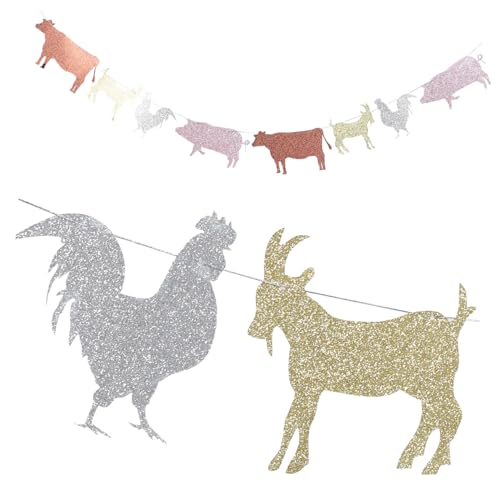 CLISPEED Farm Thema Party Banner Bauernhof Tiere Geburtstagsdeko Wimpelkette Beige Wiederverwendbar Festliche Partyhintergrund Dekoration Für Geburtstag Feier von CLISPEED