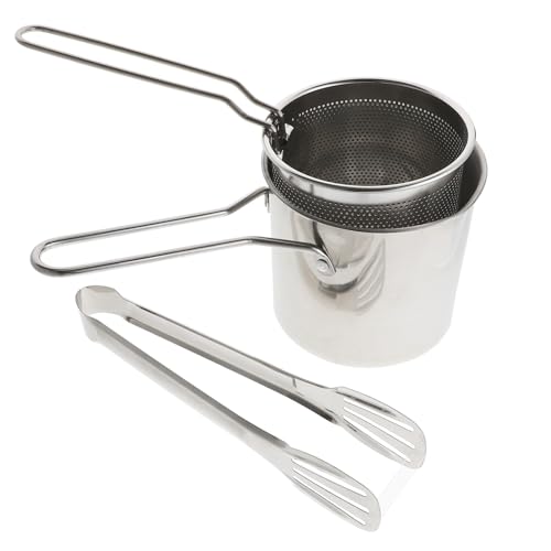 CLISPEED Frittiertopf aus mit Frittierkorb und Ergonomischem Griff Praktischer Haushaltspfanne für Frühstück Babybrei und Vielseitiges Kochen Sicher und Bequem Handhabung von CLISPEED