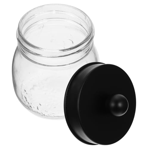 CLISPEED Glas Aufbewahrungsglas mit Deckel Transparenter Cotton Pad Behälter Hygienische Wattepads Box für Badezimmer und Schminktisch Kompaktes Stilvolles Design Staubschutz von CLISPEED