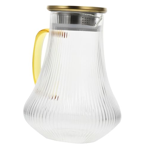 CLISPEED Glaskaraffe Hitzebeständig mit Goldenem Deckel Langlebiger Getränkekrug für Tee und Kalte Getränke Design für Haushalt Restaurant und von CLISPEED