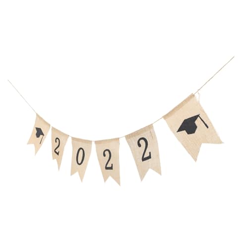 CLISPEED Graduation Banner aus Langlebigem Jutestoff Rustikale Wimpelkette mit Klaren Druckmustern Wiederverwendbar und Einfach Aufzuhängen Abschlussfeier Dekoration für Garten und Party von CLISPEED