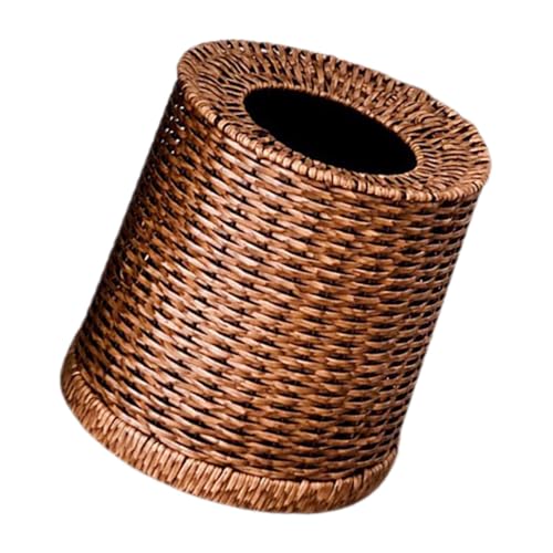 CLISPEED Großer Rattan Abfalleimer mit Kunststoff Einsatz Offener Müllkorb ohne Deckel Vintage für Schlafzimmer Bad Wohnzimmer Vielseitiger Runder Papierkorb im Boho Stil von CLISPEED