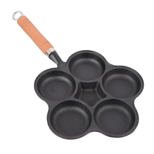 CLISPEED Gusseisen Bratpfanne mit Antihaftbeschichtung für Spiegeleier und Burger Hitzebeständiger Holzgriff Geeignet für Gasherd und Grill Sicherer Griff Frühstückskocher von CLISPEED