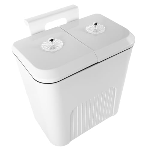 CLISPEED Hängender Küchenabfalleimer Weiß mit Doppelklappe für Trocken und Nassmüll Trennung Kompostbehälter Multifunktionaler Papierkorb für Bad und Wohnzimmer Minimalistisches Design von CLISPEED