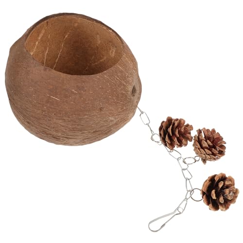 CLISPEED Hängendes Vogelnest aus Kokosnussschale für Papageien Sittiche und Nymphensittiche Gemütliche Hängematte Verstecken aus Natürlichem Material Gefertigt für Kleine Vögel Geeignet von CLISPEED