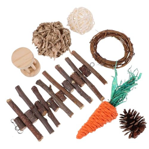 CLISPEED Hamster Set Teiliges Kauspielzeug aus Holz Rattan und Grasbällen für Hamster Rennmäuse und Andere Kleintiere Sichere und Unterhaltsame Kauartikel für Käfigzubehör CLISPEED Hamster Set Teiliges Kauspielzeug aus Holz Rattan und Grasbällen für Hamster Rennmäuse und Andere Kleintiere Sichere und Unterhaltsame Kauartikel für Käfigzubehör von CLISPEED