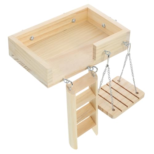 CLISPEED Hamsterspielzeug Set aus Holz mit Standplattform Leiter und Schaukel Robustes Kleintierzubehör für Kletterspaß und Bewegung Geeignet für Hamster und Kleine Haustiere Natürliche von CLISPEED