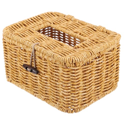 CLISPEED Handgefertigte Vielseitige Taschentücherbox aus Robustem Imitations Rattan Kompakt Großvolumig Stilvolles Design für Bad Büro Wohnzimmer als Tissue Aufbewahrungsbox von CLISPEED