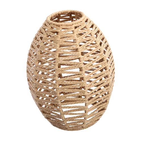 CLISPEED Handgewebter Lampenschirm aus Papierseil Konischer Pendelleuchten Schirm in Khaki Dekorative Abdeckung für Wohnzimmer Restaurant Hotel Rustikaler Boho Stil Warmes Flair Langlebig von CLISPEED