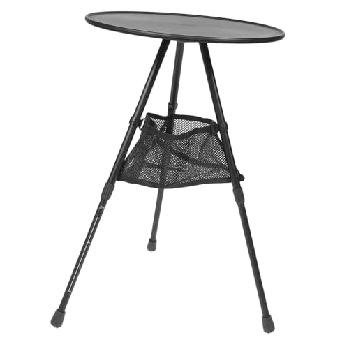 CLISPEED Höhenverstellbarer Leichter Campingtisch aus Aluminiumlegierung Faltbarer Runder Outdoor Tisch mit Netzfach Kompakt und Robust für Picknick Wandern Camping und Reisegebrauch von CLISPEED
