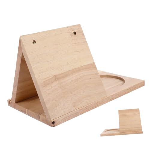 CLISPEED Holz Bücherregal Dreieckiger Buchständer mit Seitenhalter und Getränkehalter Tragbares Multifunktionales Desktop Regal für Kleine Räume Eleganter Natürlicher Holzlook für Wohnung von CLISPEED