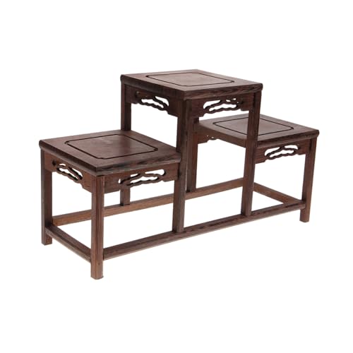 CLISPEED Holz Display Regal Antik Stil Vielseitiges Aufbewahrungs und Dekorationsregal für Wohnzimmer und Teezeremonie Robustes Holzgestell Natürlicher Charme Handgefertigt für Gemütliche von CLISPEED