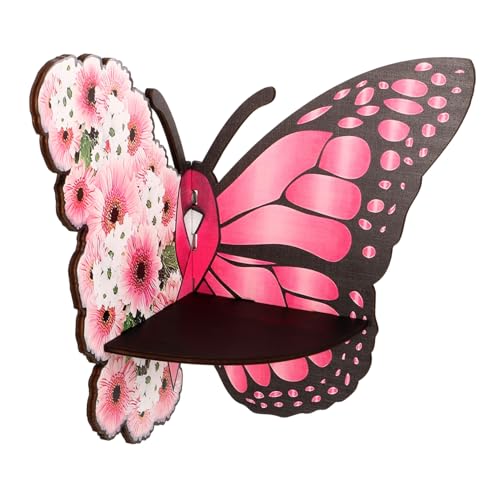 CLISPEED Holz Schmetterling Wandregal Dekoratives Eckregal Ornament Display Rack Für Wohnzimmer Schlafzimmer Küche Rustikaler Landhausstil von CLISPEED