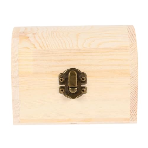 CLISPEED Holzschatztruhe aus Massivem Holz mit Metallverschluss Mittelgroße und Aufbewahrungsbox für Schmuck Büro und Dekoration Robuste Holztruhe für Schreibtisch und Zuhause von CLISPEED