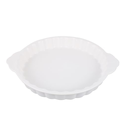 CLISPEED Keramik Backform Rund mit Griffen Weißer Glatter Keramik backofenform Hitzebeständig Praktisch für Kuchen und Aufläufe Vielseitig für Zuhause und Gastronomie Geeignet von CLISPEED