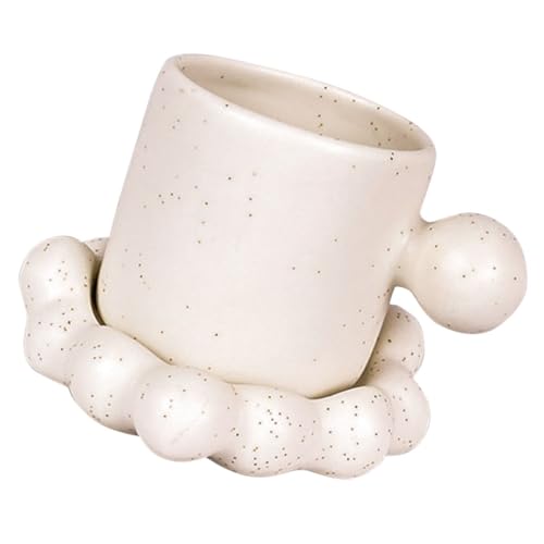 CLISPEED Keramik Kaffeetasse mit Unterteller Kreatives Design Ergonomischer Griff Hitzebeständig Teiliges Geeignet für Zuhause Dessertshop Stilvolle Milchkaffeetasse Weiß mit Blumenmuster CLISPEED Keramik Kaffeetasse mit Unterteller Kreatives Design Ergonomischer Griff Hitzebeständig Teiliges Geeignet für Zuhause Dessertshop Stilvolle Milchkaffeetasse Weiß mit Blumenmuster von CLISPEED
