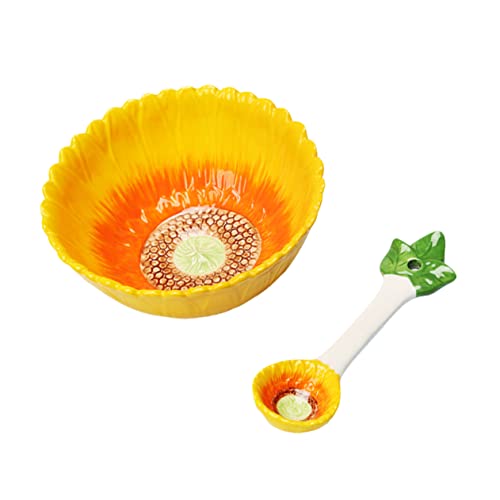 CLISPEED Keramik Salatschüssel mit Löffel Sonnenblumen Design Kinderschüssel für Obst und Cerealien Servierschale Bpa Frei Glatte Oberfläche Leicht zu Reinigen für Zuhause CLISPEED Keramik Salatschüssel mit Löffel Sonnenblumen Design Kinderschüssel für Obst und Cerealien Servierschale Bpa Frei Glatte Oberfläche Leicht zu Reinigen für Zuhause von CLISPEED