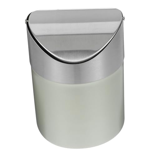 CLISPEED Kleiner Edelstahl Müllbehälter mit Deckel Kompakter Desktop Abfalleimer für Büro Küche und Auto Moderates Fassungsvermögen Geruchsneutral Modernes Design Praktische Tischmülleimer von CLISPEED