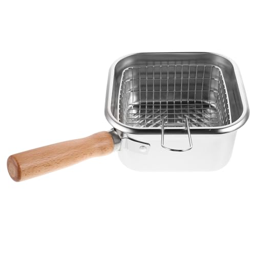 CLISPEED Kompakter Edelstahl Frittiertopf mit Korb Multifunktional Leicht zu Reinigen für Herd Camping und Outdoor Gesünderes Kochen mit Reduziertem Fett und Rauch von CLISPEED