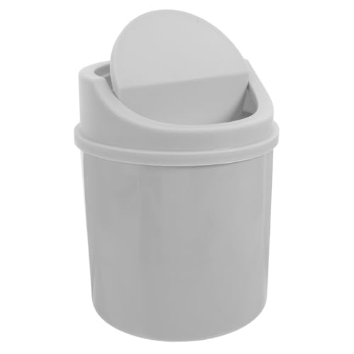 CLISPEED Kompakter Mini Tischmülleimer mit Schwingdeckel Kleiner Papierkorb für Schlafzimmer Büro und Küche Platzsparender Desktop Abfallbehälter für Kleine Räume von CLISPEED