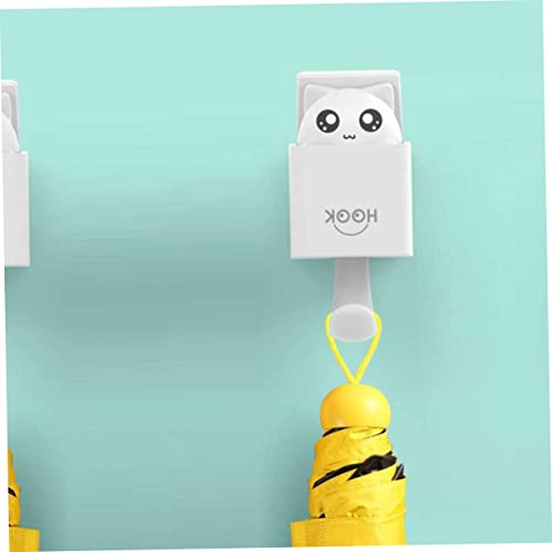 CLISPEED Kreativer Robuster Wandhaken mit Süßem Katzenmotiv Selbstklebend Weiß Dekorativer Cartoon Haken für Mantel Handtuch und Schlüssel im Haushalt von CLISPEED