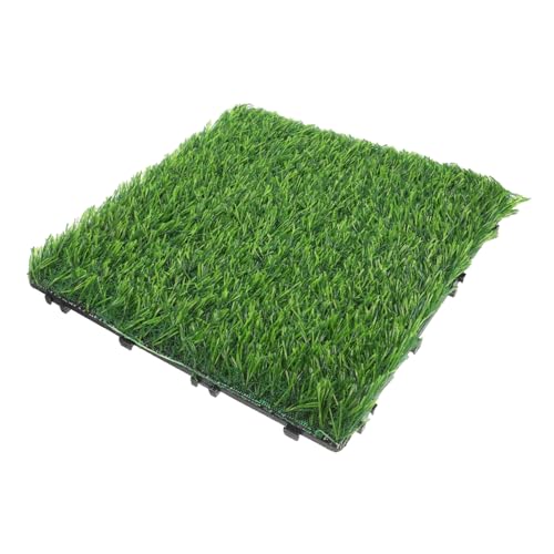 CLISPEED Kunstrasenfliesen Realistische Wetterfeste Outdoor Grasplättchen Faderesistent Flexible Pflegeleichte Rasenteppich Fliesen für Garten Balkon Terrasse DIY Bodenbelag von CLISPEED