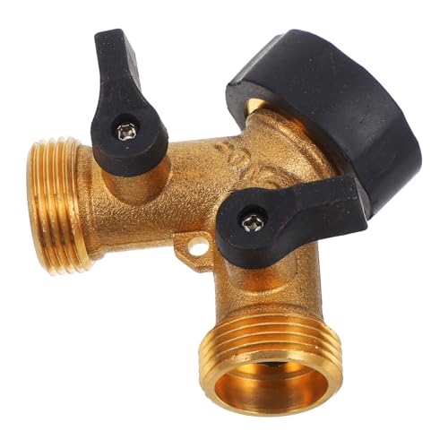 CLISPEED Kupfer Doppelwasserhahn Verteiler Waschmaschine Schlauchadapter Y Verteiler Garten Wasserhahn Anschluss Ventil für Waschmaschinen und Gartenschläuche Einfache Installation von CLISPEED