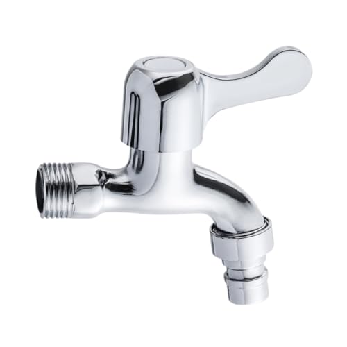 CLISPEED Kupfer Wasserhahn für Waschmaschine Langlebig Rostfrei Universeller Anschluss Einfache Montage Moderner Wasserfall Armatur für Balkon und Haushalt Silberfarbener Mischbatterie von CLISPEED