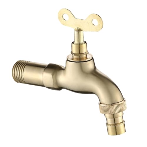 CLISPEED Kupfer Wasserhahn mit Schlüssel Schnelles Öffnen Wandmontage Langlebig Ergonomisch für Waschmaschine Küche Bad Außenbereich Einfache Wassermengenregelung von CLISPEED