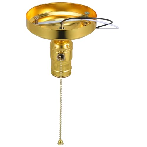 CLISPEED Lampenfassung mit Zugschalter Vintage Stil Lampenhalter Gewinde Installieren Robust und Sicher Passend für DIY Hängelampe und Deckenleuchte Goldfarben von CLISPEED