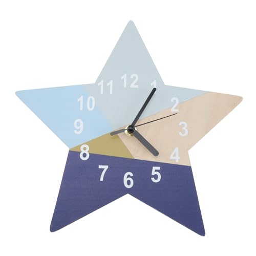 CLISPEED Leise Blaue Geometrische Stern Wanduhr für Kinderzimmer Geräuschloses Design Einfache Montage Dekorative Uhr für Schlafzimmer Büro und Wohnräume von CLISPEED