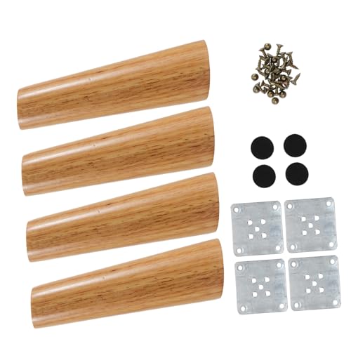 CLISPEED Massive Holz Möbelfüße Schräg Zulaufend mit Tischbeine mit Montageplatten Schrauben und Schutzpads Robuste Möbelbeine für Sofa Schrank Couchtisch Vielseitig Einsetzbar von CLISPEED