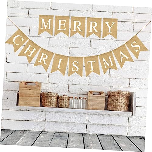 CLISPEED Merry Christmas Banner aus Burlap DIY Wimpelkette mit Buchstaben Rustikale Weihnachtsdeko für Wand Fenster Tür und Party Wetterfest Vielseitig Einsetzbar Festliche Farbtöne von CLISPEED