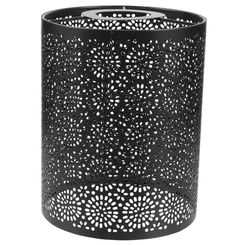 CLISPEED Metall Lampenschirm Schwarz Dekorativer Hohlblumen carving Lampenschirm für Pendelleuchte Robuste Eisenleuchte Abdeckung Geeignet für Wohnraum und Bar von CLISPEED
