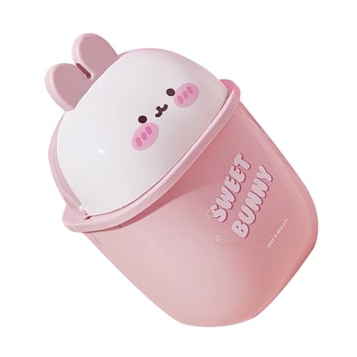 CLISPEED Mini Desktop Müllbehälter aus Robustem PP mit Klappdeckel Süßer Tischabfalleimer für Büro Schlafzimmer und Küche Kompakter Multifunktionaler Papierkorb für Saubere Arbeitsflächen von CLISPEED