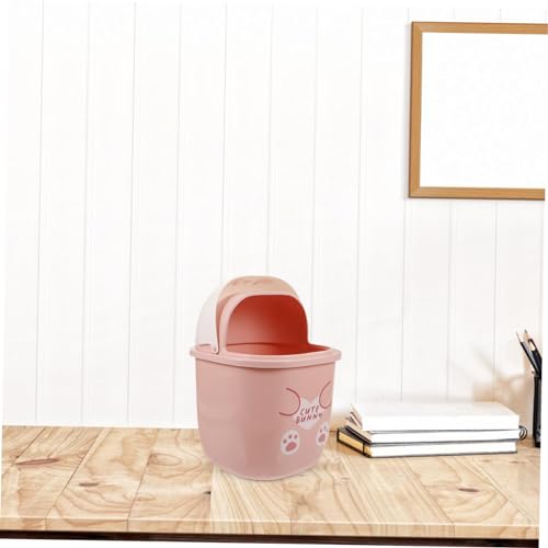 CLISPEED Mini Desktop Mülleimer mit Deckel Kleiner Bruchsicherer Tischabfalleimer mit Süßem Cartoon Hasenmotiv Kompakt für Büro Schlafzimmer Schreibtisch Multifunktional als Müllbehälter von CLISPEED
