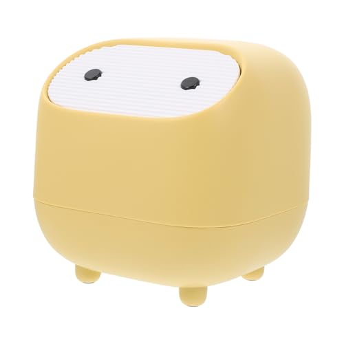 CLISPEED Mini Desktop Mülleimer mit Pressdeckel Cartoon Abfalleimer aus Robustem Kunststoff Kleiner Tischmüllbehälter für Büro Wohnzimmer Schlafzimmer Gelb von CLISPEED