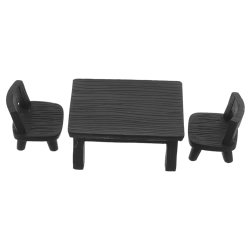CLISPEED Miniatur Tisch und Stühle Set aus Schwarzem Resin Realistische Kleine Landschaft Möbel für Puppenhaus und Feengarten Dekoration Einfache Zusammenbau Vielseitig für DIY von CLISPEED