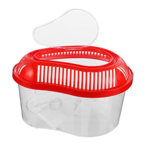 CLISPEED Pet Travel Box Tragbarer Aquarienbehälter mit Deckel für Goldfische Schildkröten und Reptilien mit Sonnenliege für Optimales Wohlbefinden Rot CLISPEED Pet Travel Box Tragbarer Aquarienbehälter mit Deckel für Goldfische Schildkröten und Reptilien mit Sonnenliege für Optimales Wohlbefinden Rot von CLISPEED