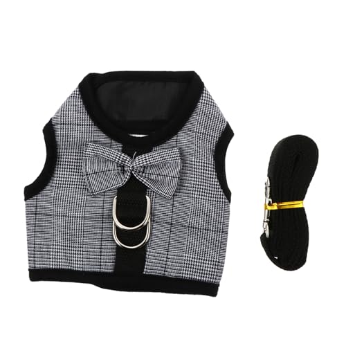 CLISPEED Rabbit Vest mit Leine Atmungsaktives Leichtes Kaninchen Geschirr mit Dekorativem Anzugstoff Komfortabel und Langlebig für Tägliche Spaziergänge und Themenpartys von CLISPEED